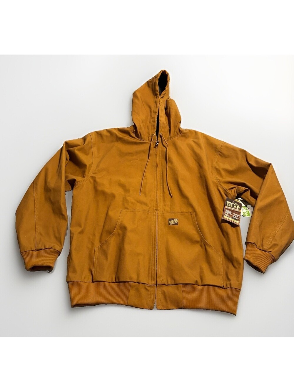 Gravel Gear Men's Brown Hooded Thermal Lined Duck Workwear Jacket Sz XL NWT